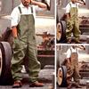 Men's Solid Color Loose Large Size Casual Suspender Cargo Pants