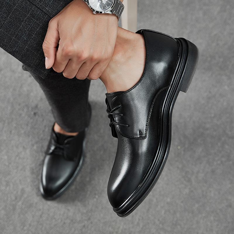 Black New Men's Leather Shoes Fashionable Classic Minimalist Style Daily Office Outdoor Business Party Youth Adult Shoes
