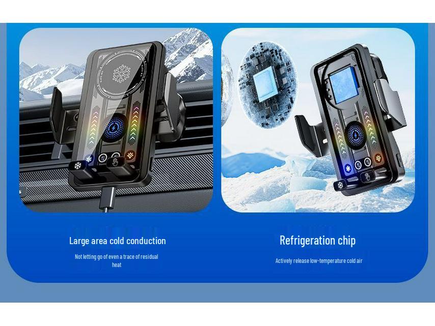 Universal Magnetic Wireless Car Charger & Phone Holder with Cooling and Fast Charging