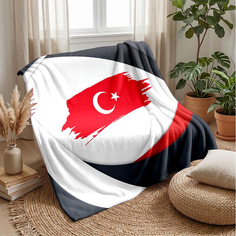 Turkey Football Printed Flannel Blanket Skin Friendly Warm Decorative Throw for Indoor Couch Bed Daily Use