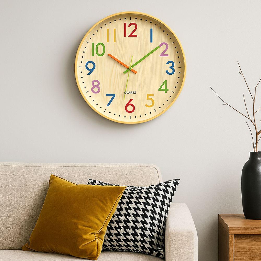 Colorful Numeral Wall Clock 12 Inch Quartz Clock Decorative Children Clock  Bedroom Decor