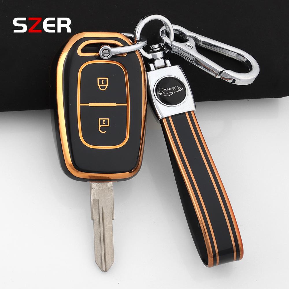 2-кнопочный чехол-держатель для ключа из ТПУ с брелоком для Renault Duster Dokker Logan Stepway Clio 5 Ss2 Для Dacia Sandero Stepway Logan