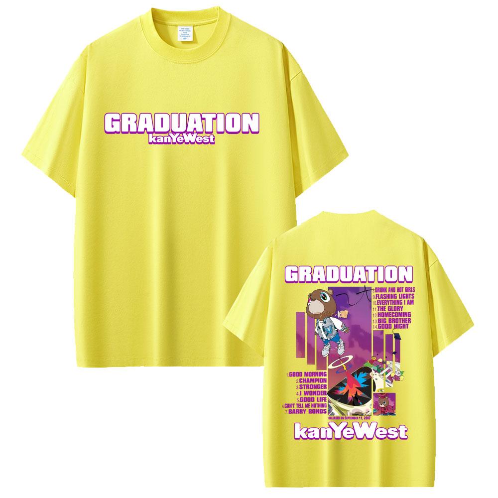 Футболки с графикой медведя из альбома Graduation рэпера Канье Уэста, мужские футболки в стиле хип-хоп, футболки с поп-музыкой, мужская повседневная хлопковая винтажная футболка
