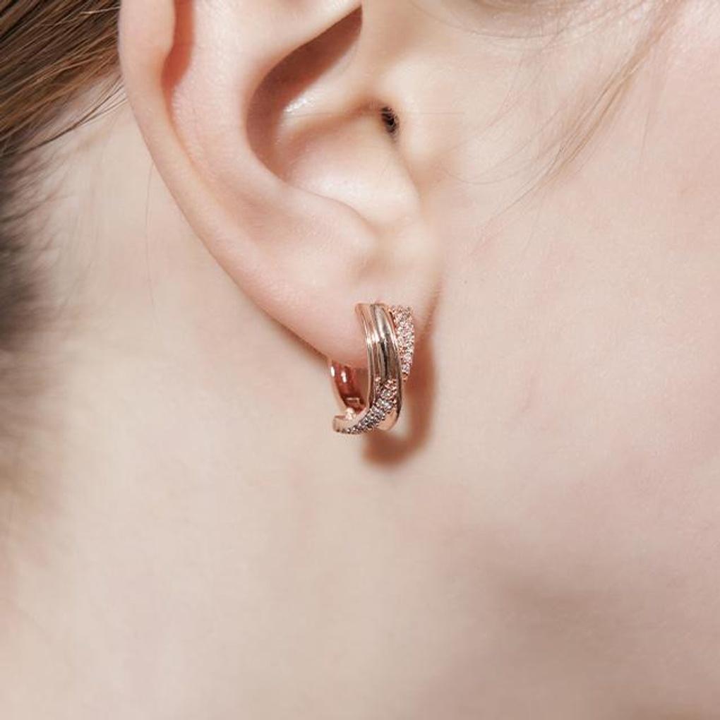 [Geiger Jewelry] 14K GF Cross Ring One-Touch Earrings GIGFEE005