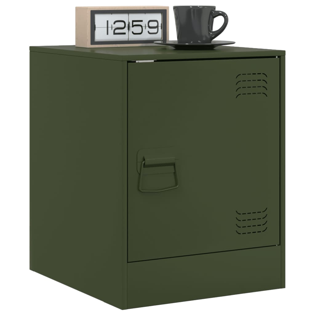 Nightstand Olive Green 34.5 x 39 x 44 cm Steel