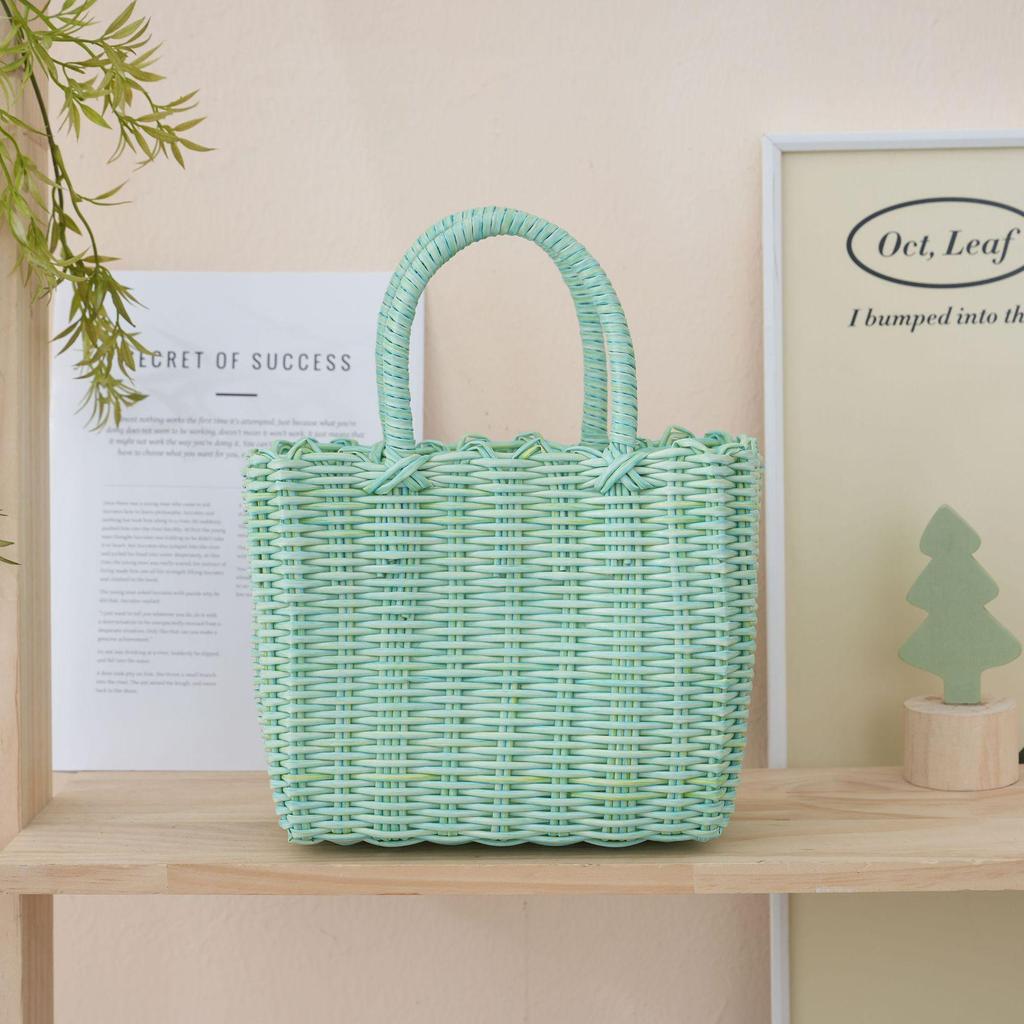 Colorful Imitation Rattan Woven Ladies' Picnic Handbag
