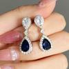 Huitan Fashion Luxury Blue/White Pear CZ Drop Серьги Новые Помолвочные Свадебные Аксессуары Для Женщин Необычный Подарок На Годовщину