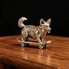 Anti Wear Brass Skateboard Dog Figurine Retro Mini Sculpture Ornament for Car Office Tabletop Decor Gift