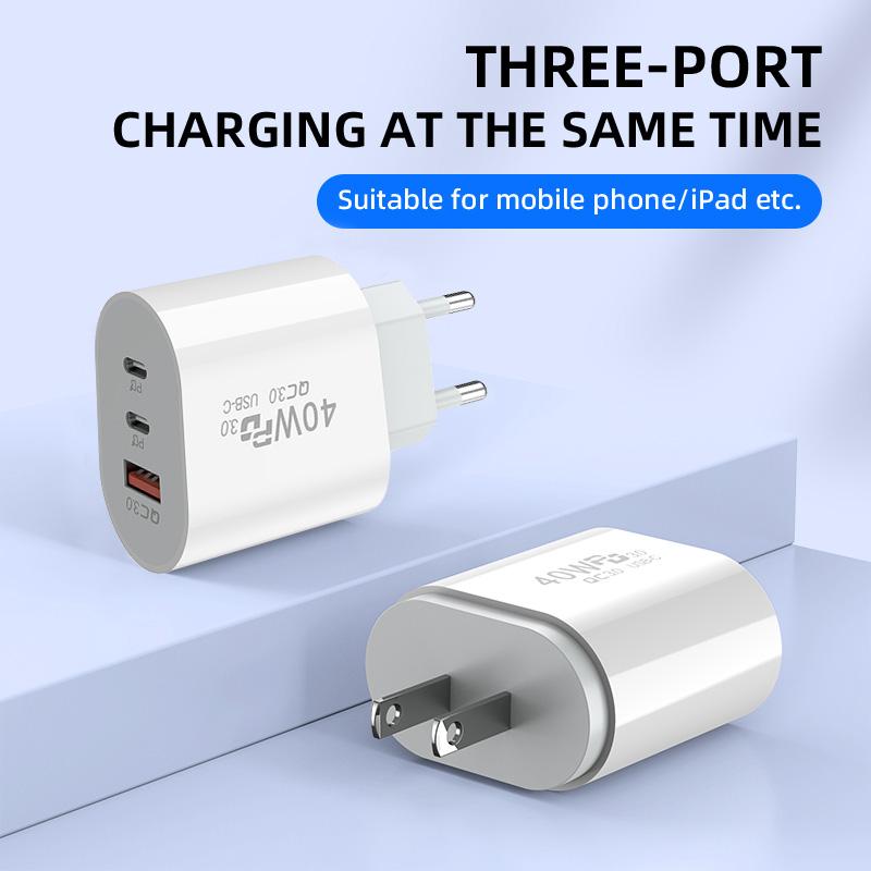 40 Вт PD USB Type C быстрое зарядное устройство быстрая зарядка EU US Plug PD USB C Type C быстрое зарядное устройство USB QC 3.0 для iPhone 15 14 Xiaomi Samsung