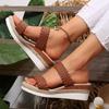 Fashion 2025 Vintage Wedge Heeled Woven Sandals Women Summer Plus Size Thick Sole Slippers Woman Comfort Lightweight Causal Slides Shoes