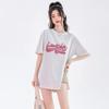 100% Cotton Short Sleeved T-shirt for Women: Summer New Round Neck Printed Medium To Long Bottom Top