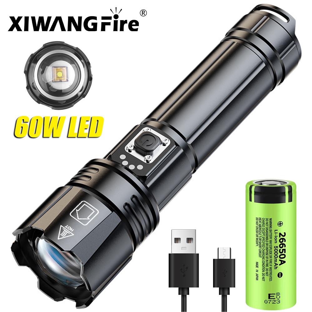 Мощный фонарик LEP с зарядкой от USB, масштабируемый, аварийный фонарь, сверхъяркий прожектор, тактический фонарь для кемпинга с большим радиусом действия
