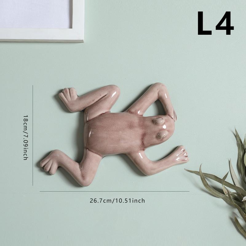 Nordic Style Ceramic Frog Wall Hanging Ornaments Living Room Background Display Crafts 3D Frog Wall Hanging Decoration