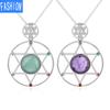Faceted Crystal Stone David'S Star David'S Shield Six Pointed Star Double Layer Diamond Pendant Necklace For Men And Women