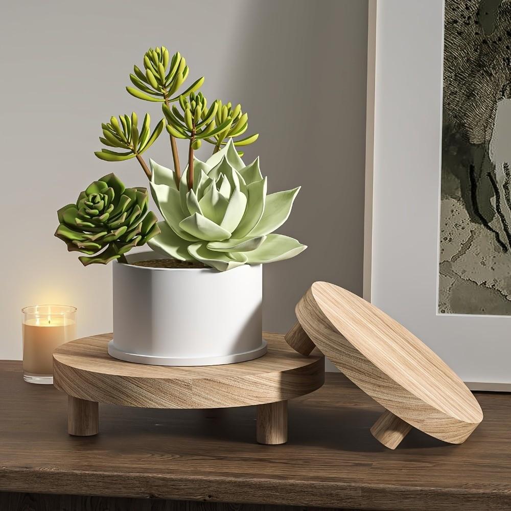 Stepped Wooden Display Stand Round Wood Pedestal Riser New Wood Plant Stand Balcony