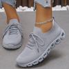 Fashion Women's Breathable Lightweight Running Shoes Plus Size Mesh Knitted Platform Sneakers Woman Fashion Non Slip White Tennis Shoes
