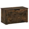 100L Home Storage Box With Safety Hinge Rustic Brown Wood Effect