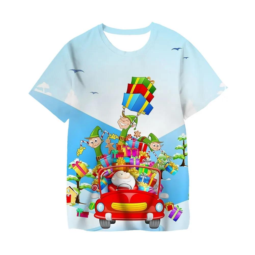 Kawaii Christmas Tshirts 3D Print Santa Claus SnowmanT Shirt Fashion Kids Casual Boys Girls Unisex Round Neck Tshirt Tops