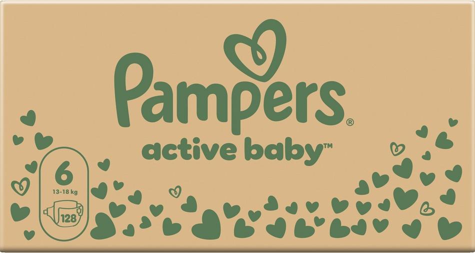 Pampers Active Baby Diapers Size 6 (Extra Large) 13-18 128 pcs (8006540032688)