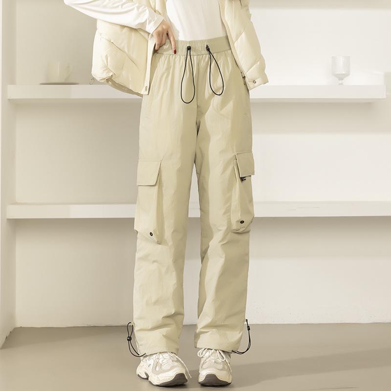 Women's High-End Winter Goose Down Cargo Pants - Windproof Ski Outerwear 2025