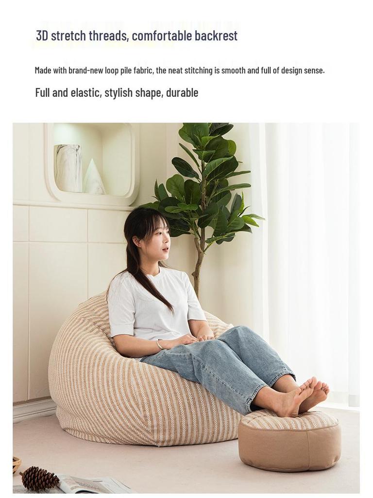 Cotton Linen Striped Washable Bean Bag Sofa for Living Room
