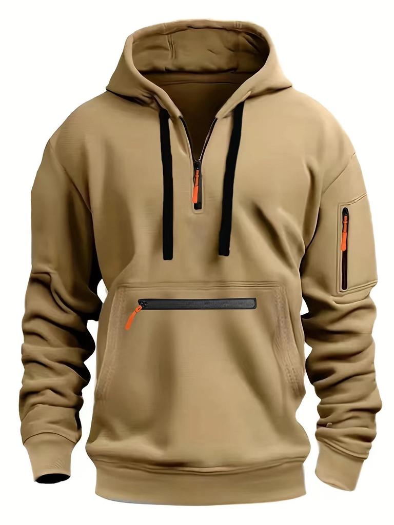 Men's Waterproof Multi-Pocket Zipper Hoodie for Autumn & Winter