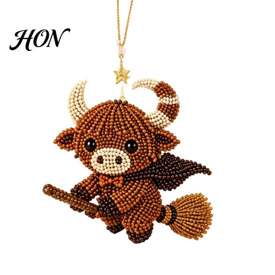 DIY Beaded Kit Highland Cow Beading Kit, Cute 3D Bead Craft Pendant No Tools Needed with Colorful Beads And Instructions, Handmade Beadwork for Adults