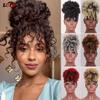 Synthetic Fake Hair Bun Hairpiece Hair Afro Chignon Scrunchies With Bangs Drawstring Ponytail For Black Women
