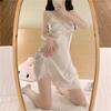 Chiffon shirt pajamas women's sexy style lingerie uniform seduction nightdress long dress