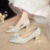 Свадебные туфли для женщин, модные женские туфли на высоком каблуке, летние туфли с острым носком, новые свадебные туфли с бабочкой и кристаллами