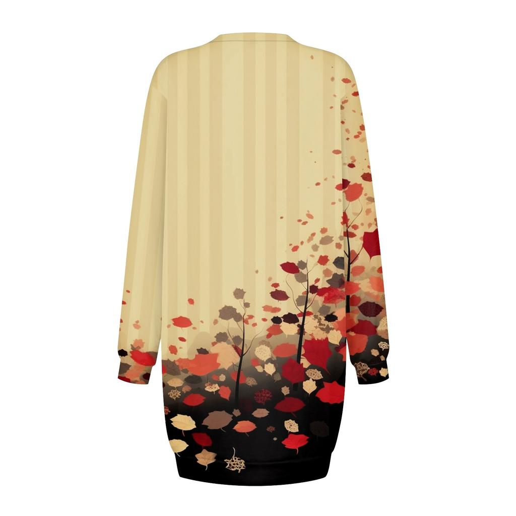 Платье с длинным рукавом для женщин, повседневное пуловер с принтом, платье-свитер, осень