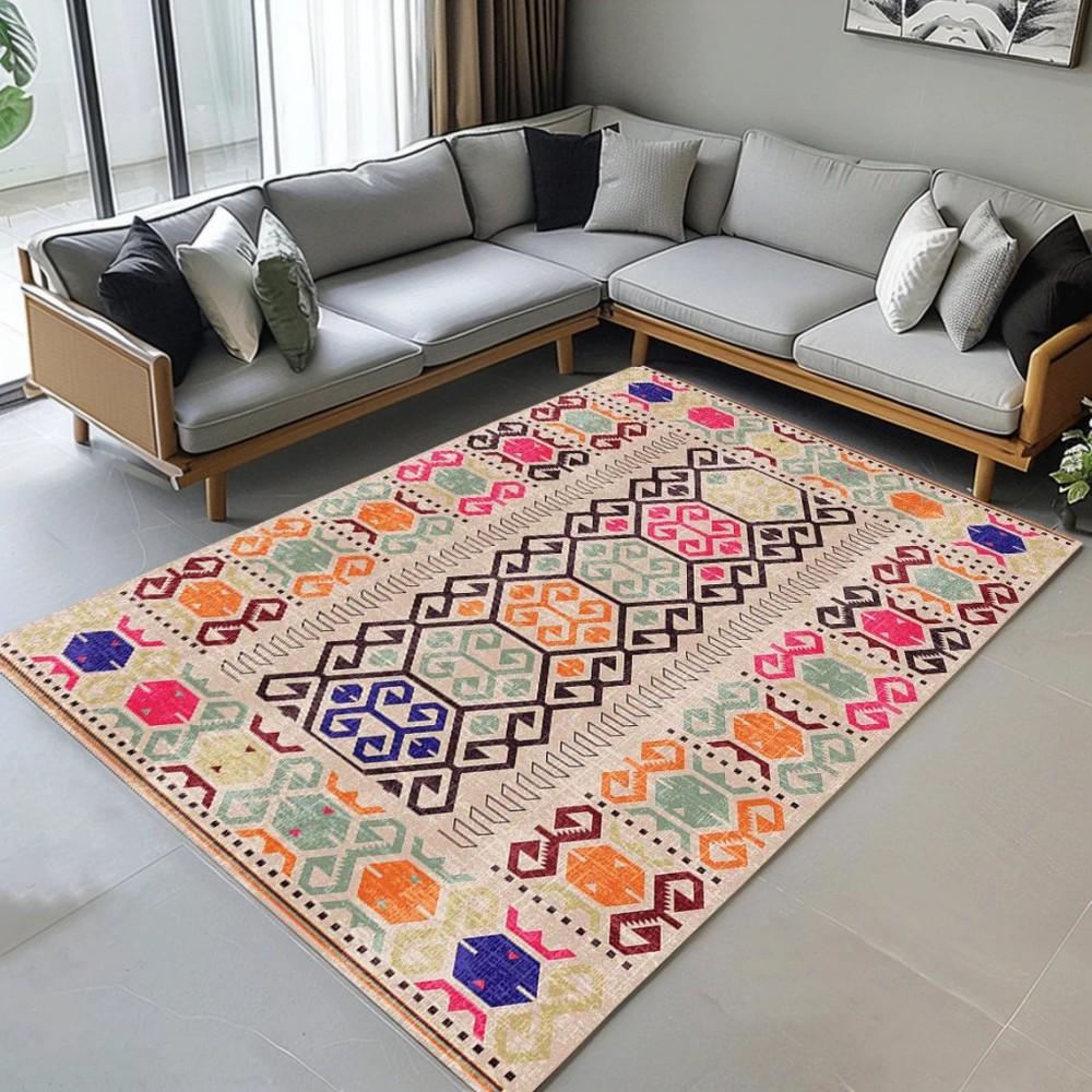 Ковер в турецком стиле, этнический ковер, выглядящий как антикварный ковер, богемный ковер, нескользящий ковер, моющийся коврик для пола в стиле бохо для гостиной