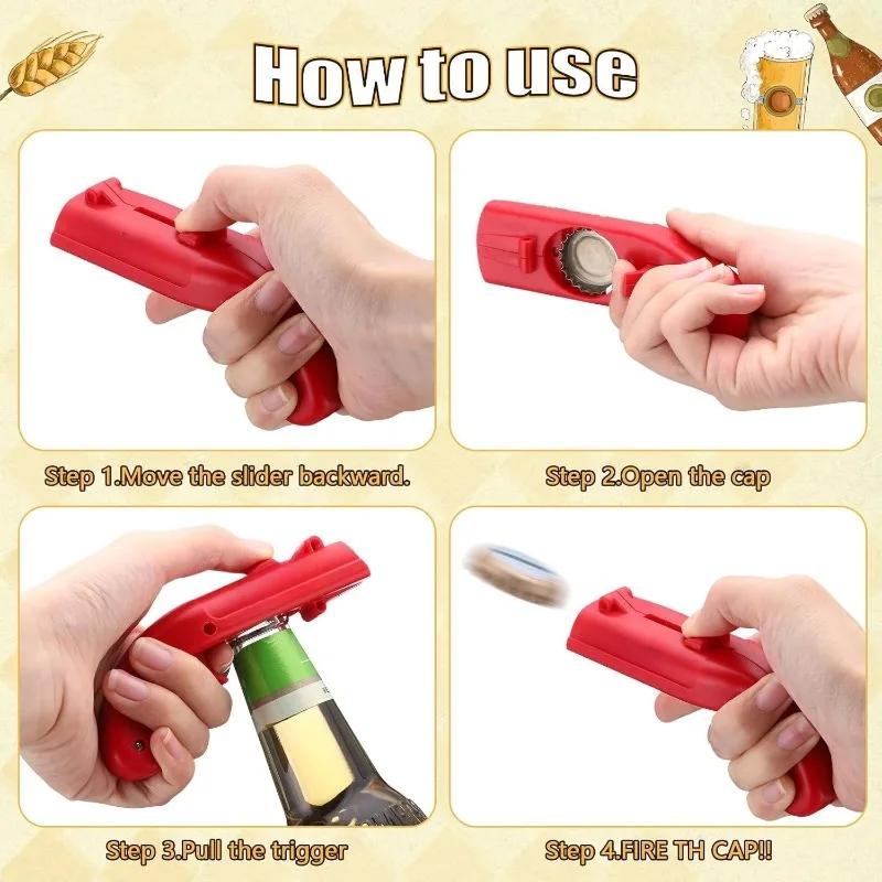 Xiaomi Creative Beer Bottle Opener Gun Flying Cap Launcher ABS Plastic Drink Opener Toy for Bar Party Home Kitchen Bar Supplies Tools