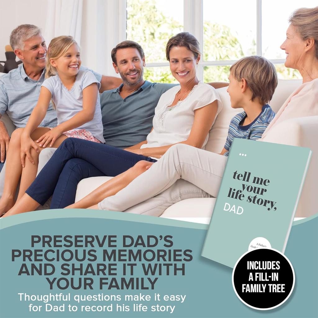 Dad Tell Me Your Life Story Notebook 122 Pages 17.8x25cm Hardcover For Family History Recording