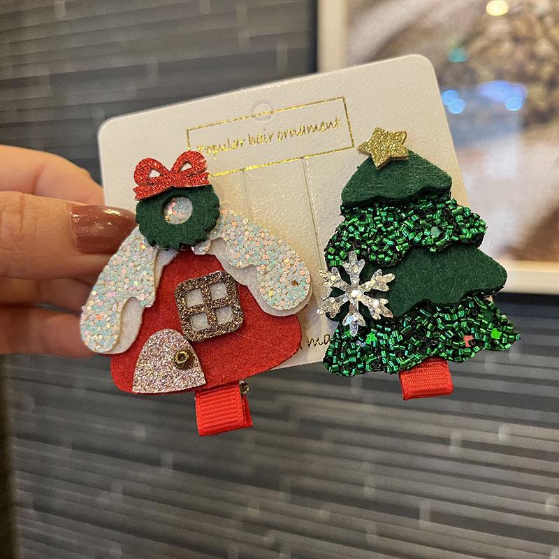 Милые рождественские заколки-банты для девочек - Нарядные боковые заколки и аксессуары для челки