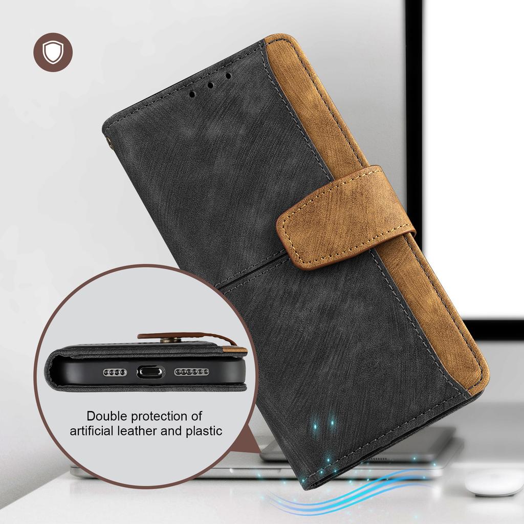 Lichicase Contrast Color Leather Mart Phone Case for Redmi Note 15 15 Pro 15 Pro+ Flip Holder Back Cover