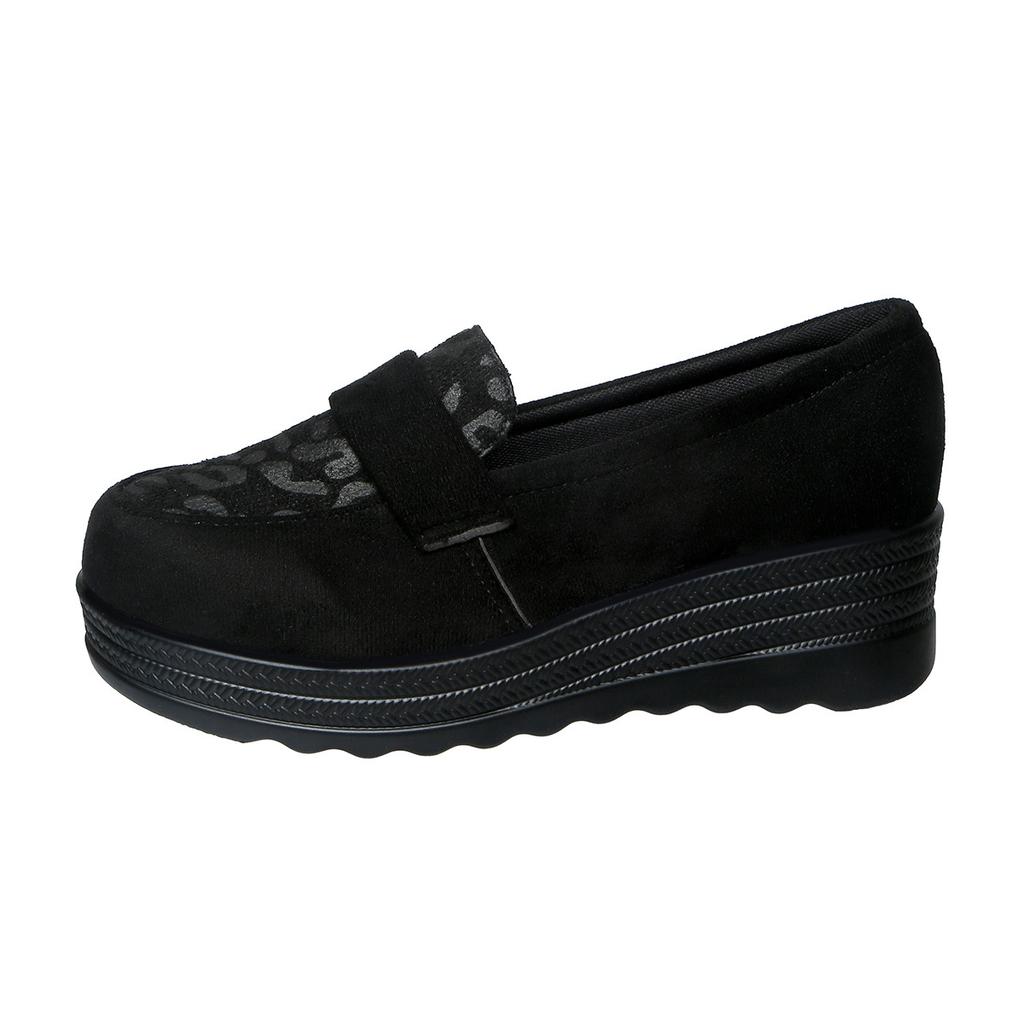 Женские лоферы на танкетке с леопардовым принтом, новая замшевая модель больших размеров на платформе для осени 2025 года