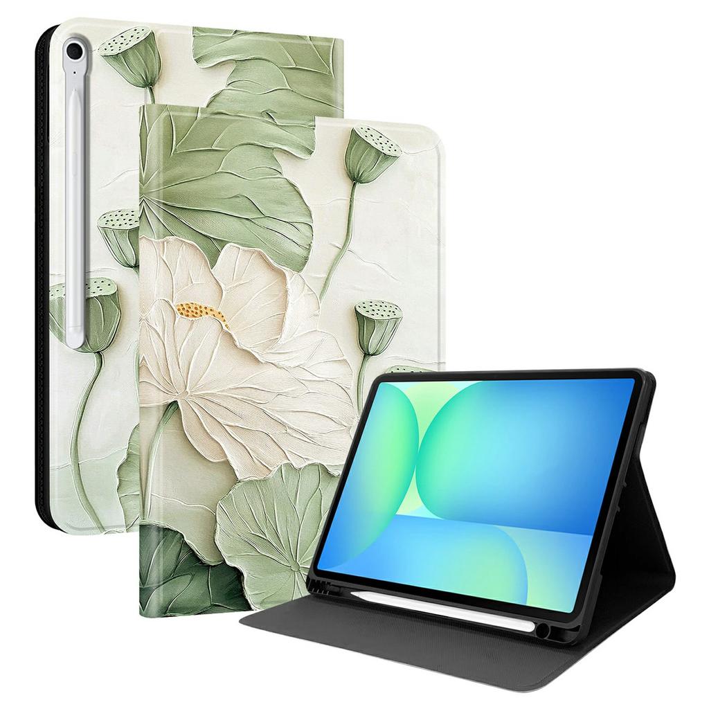 For Samsung Galaxy Tab S10 FE+ PU Leather Case Pattern Print Tablet Cover Stand with Pen Slot (Stylus Not Included)