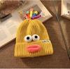 Милая смешная вязаная шапка-лягушка женская осенне-зимняя широкая повязка на голову теплая шапка 2023 новая шапка от холода студенческая