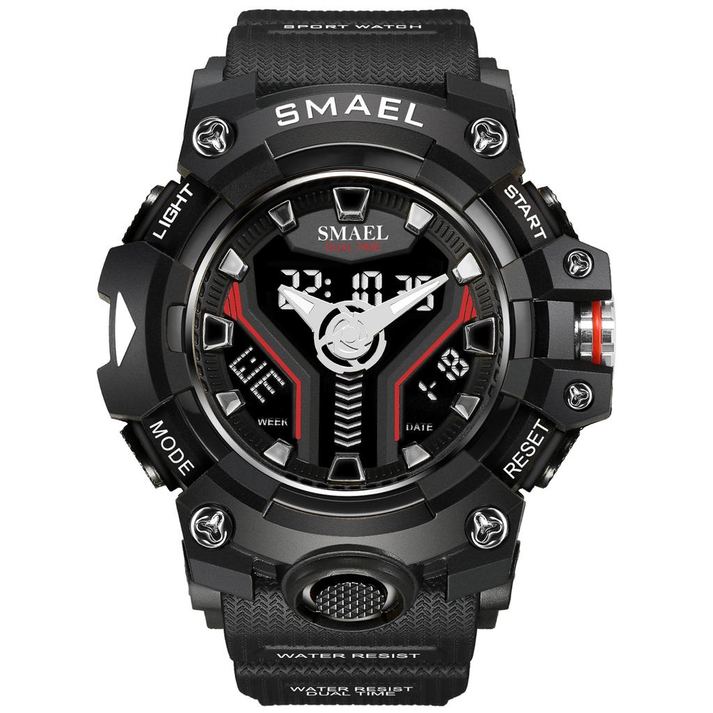 SMAEL 8075 Новые спортивные часы для мужчин Часы с двойным временем для мужчин Ударопрочные Светодиодная подсветка Часы Высококачественные мужские спортивные часы