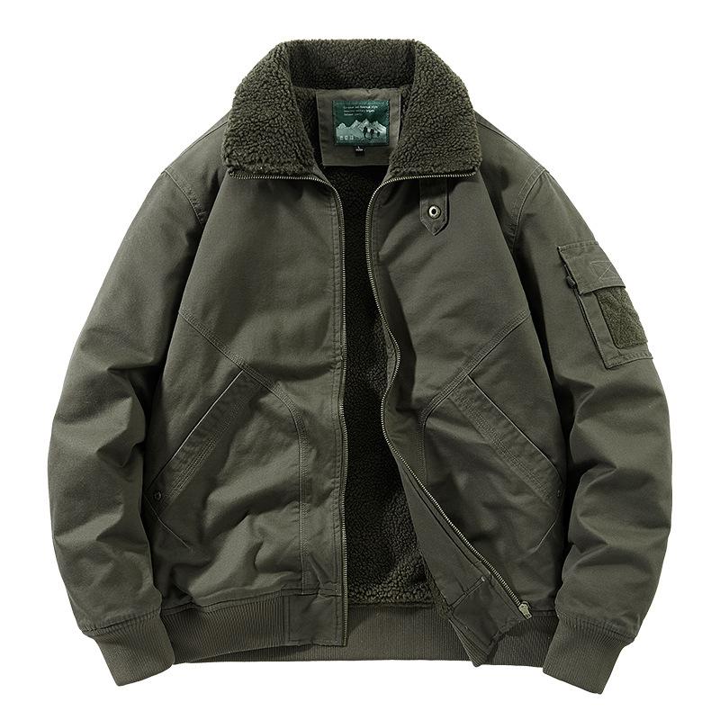 Men's Cotton Jacket Winter Style Plus Velvet Thickened Cotton Lapel Casual Cotton Jacket Middle-aged Loose Large Size Work Jacket Men