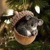 Yousheng Forest Animal Acorn Hanging Ornaments Acrylic Christmas Tree Decor with Squirrel Rabbit Pony Designs 2D Flat Pendants for Holiday Gifting
