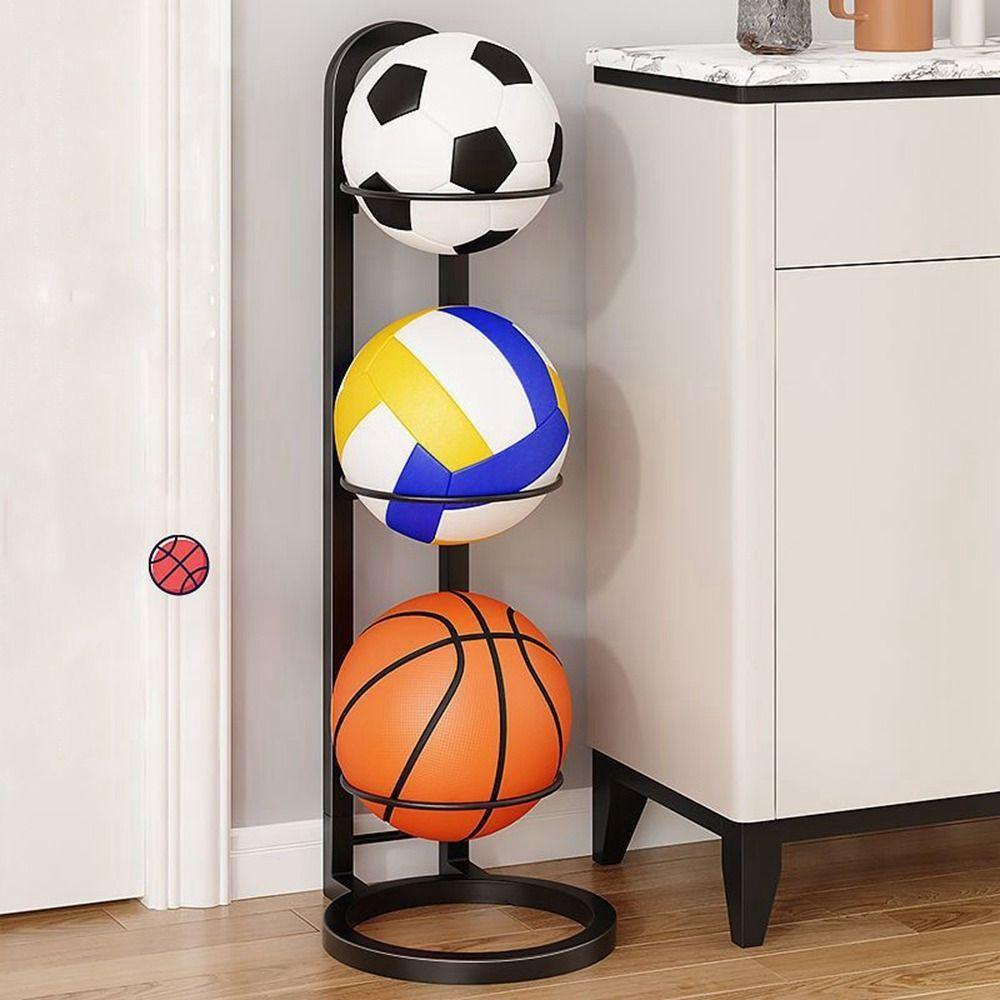 White Children Basketball Storage Rack Carbon Steel Football Display Rack Ball Placed Rack Home