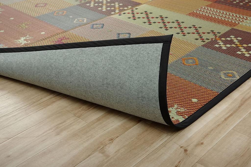 Ikehiko Rush Rug Backing Flower Mat Carpet Rug Gabbeh Pattern Antibacterial Deodorizing Deodorizing DX Serena Edoma 3 Tatami 174 x 261cm Fabric Red