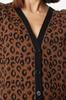 Women's Elegance Style Cardigan Black Soft Textured Leopard Pattern Knitwear Cardigan
