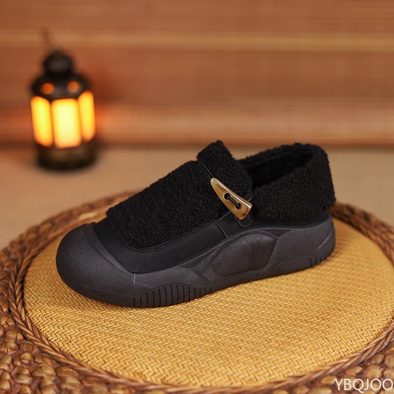 Зимние женские туфли из искусственного бархата и хлопка, плюшевые, повседневные, теплые, новые, на толстой подошве, на плоской подошве, универсальные, вулканизированные, сочетающиеся