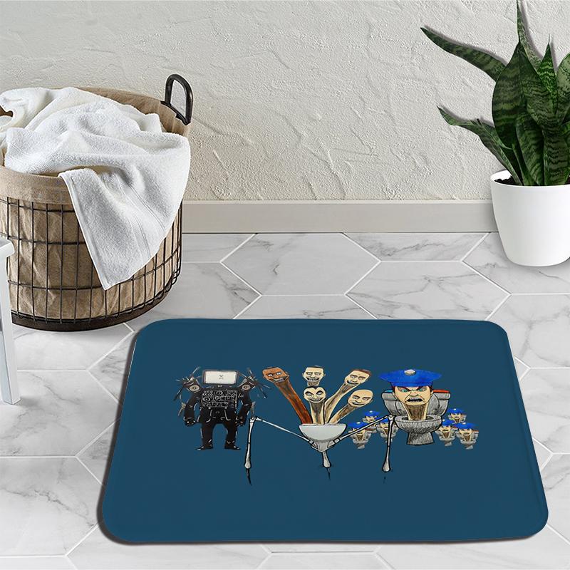 Skibidi Toilet Door Mat Speakerman Camera Man Soft Tufted Bedroom Bedside Carpet Home Decoration Area Rug Cartoon Kitchen Bath Mat
