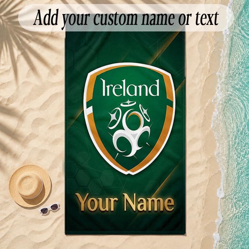 Beach TowelIreland Rugby Custom Name Text Personalized Soft Towel for Beach Pool Indoor Home Decor Gift