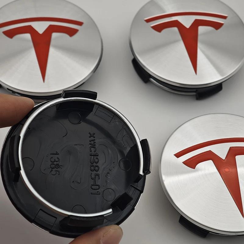 Автомобильная наклейка 2025 Новая Tesla 4 шт. ABS 56 мм Накладки на значки Tesla Model 3 Model Y Колпачки ступиц Центральные колпачки колес для Tesla Model Y X S 202