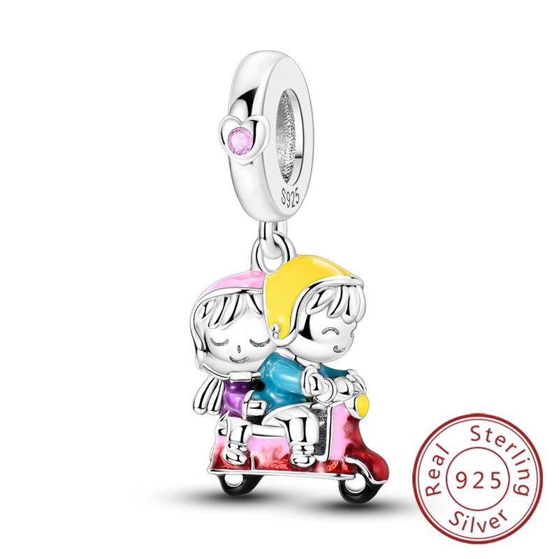 Оригинальные шармы-бусины Медь Эйфелева башня Париж Машина Карта Замок Шармы для путешествий Подходят для подвесок-браслетов Женщины DIY Изготовление ювелирных изделий